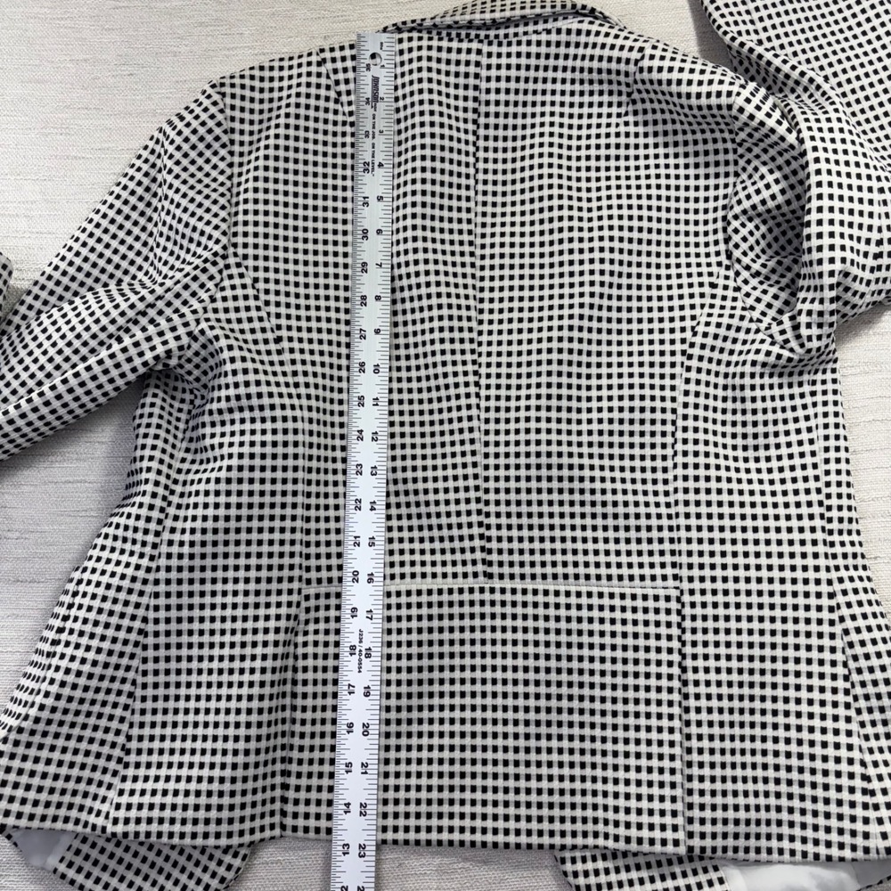 Talbots‎ Womens Black Cream Gingham Check Single Button Blazer Jacket Size L - Picture 6 of 9